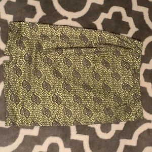 Yellow silk skirt with gray lace overlay. Size S from Target.